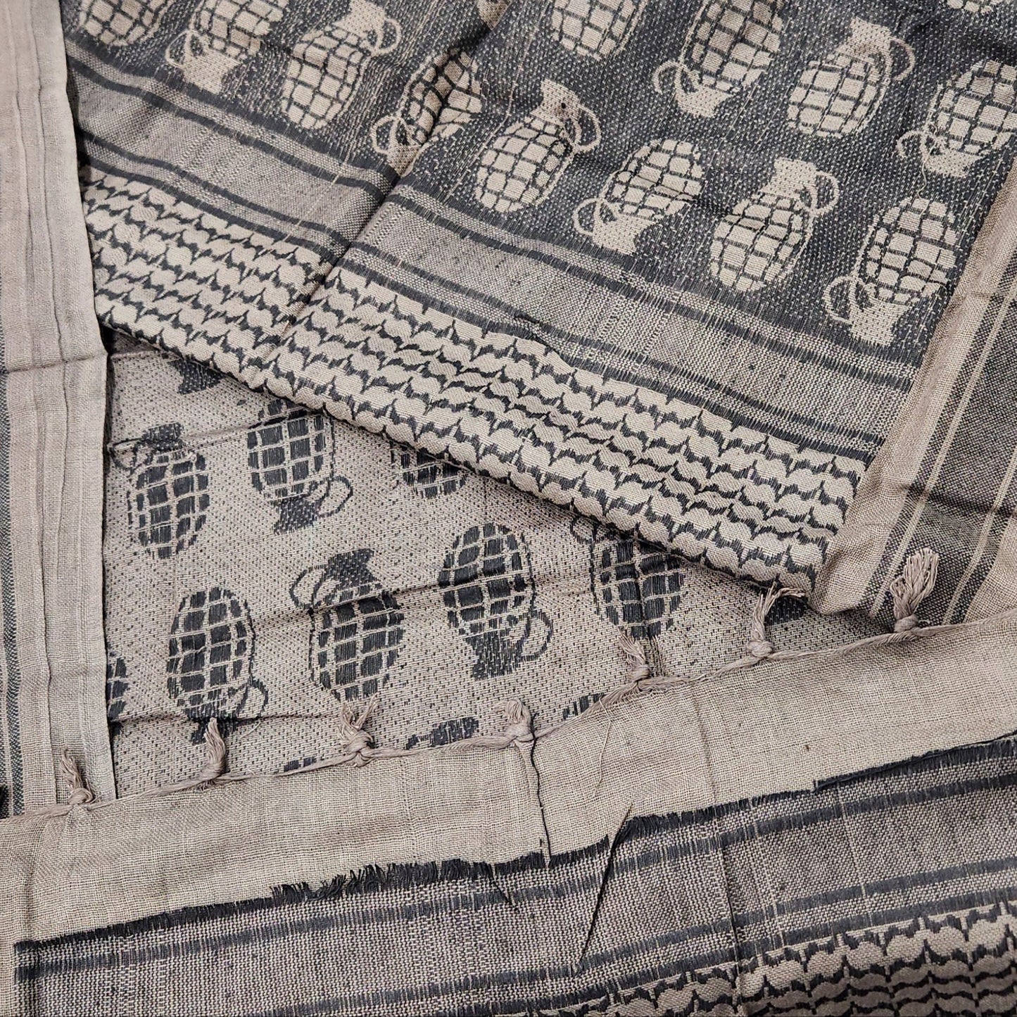 Shemagh Desert Scarf, Grenade Pattern, Mocha