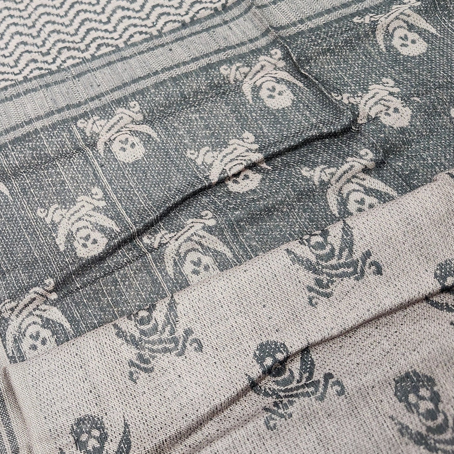 Shemagh Desert Scarf, Pirate Skull Pattern, Mocha