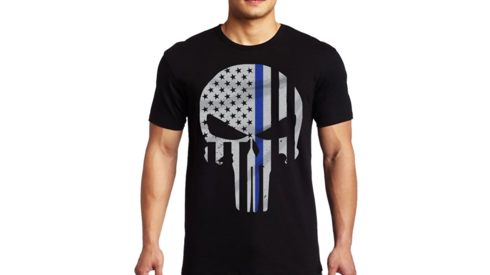 Thin Blue Line & Skull T-Shirt, Black