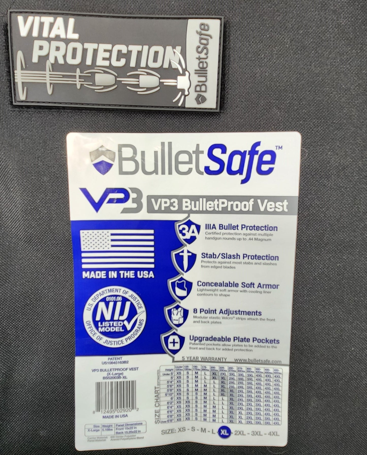 Bulletproof Vest, VP3 Level IIIA