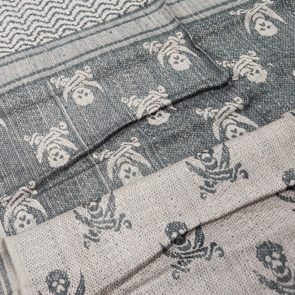 Shemagh Desert Scarf, Pirate Skull Pattern, Mocha