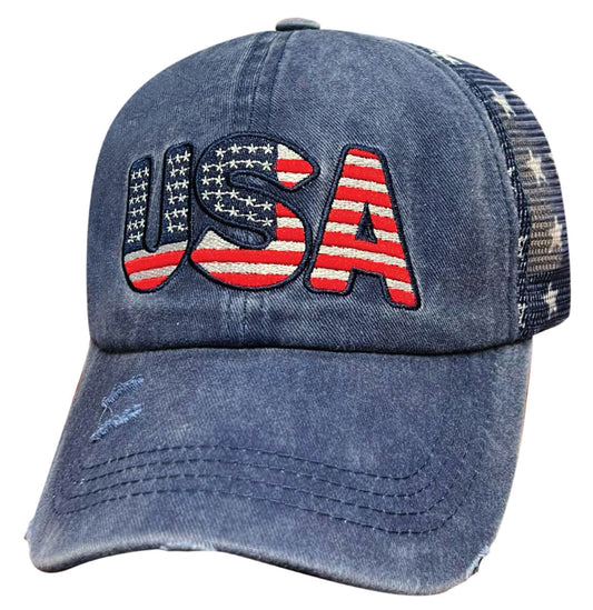 'USA' Flag & Stars Mesh Cap