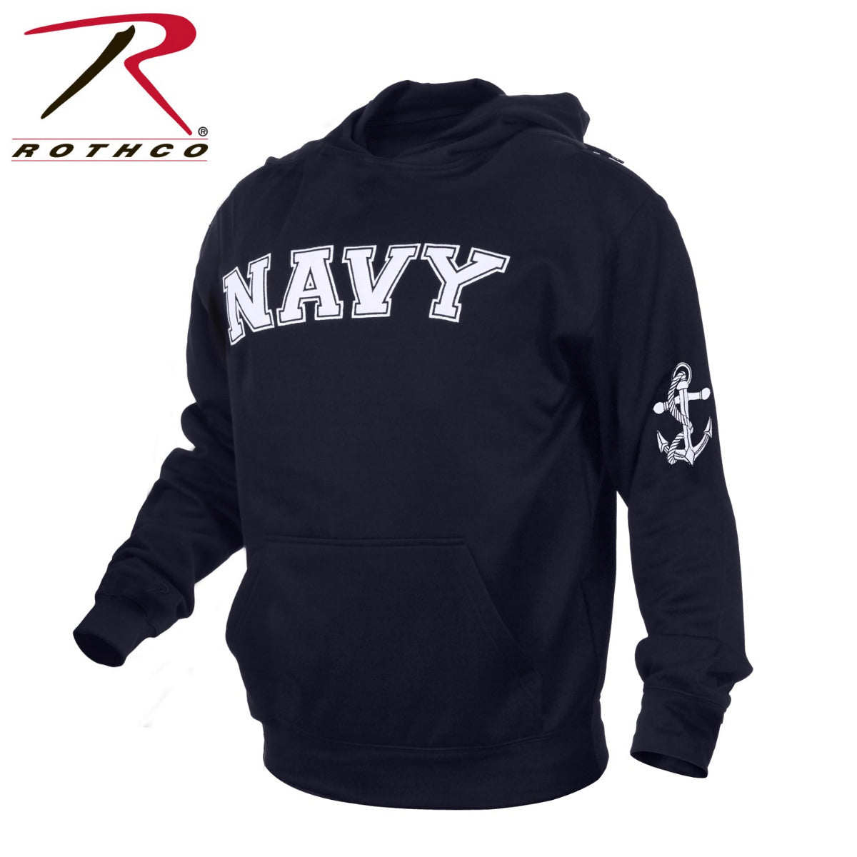 'Navy' Logo Embroidered Pullover Hoodie