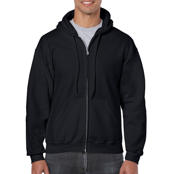 Men's Solid Color Full Zip Hooded Sweatshirt
