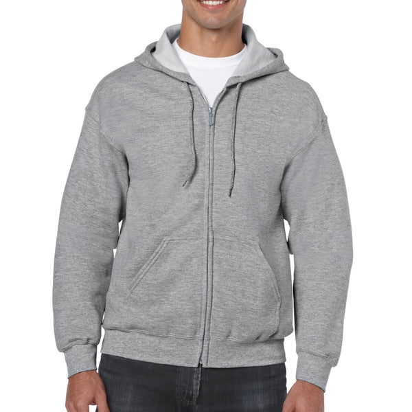 Men's Solid Color Full Zip Hooded Sweatshirt