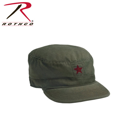 Vintage Style Fatigue Cap with Red Star