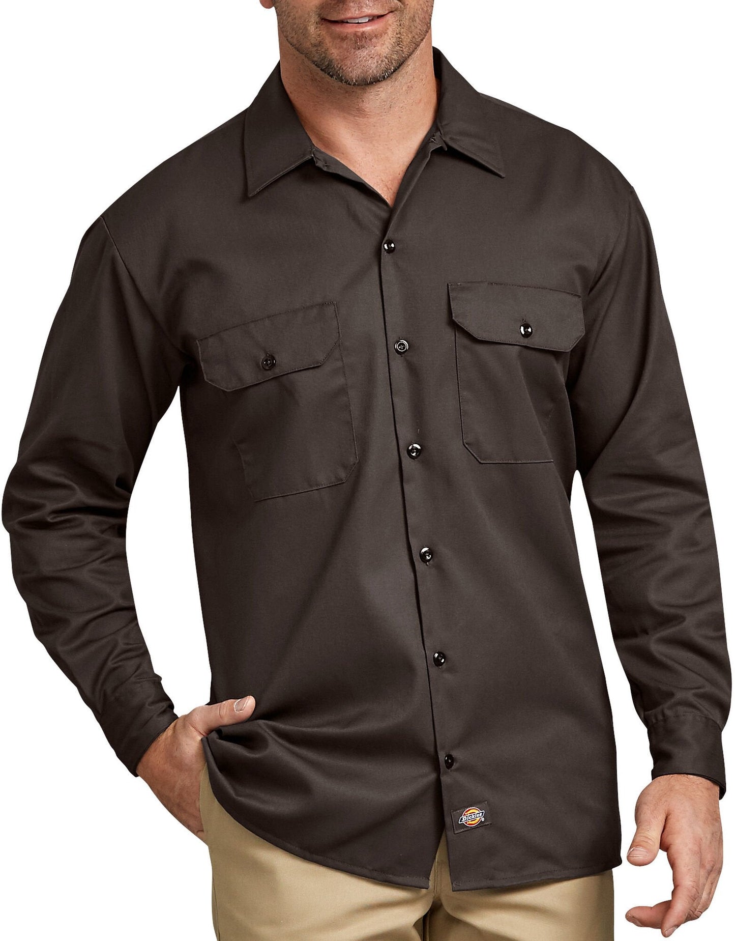 Long Sleeve Work Shirt, Dark Brown