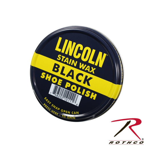 Tin of Lincoln stain wax USMC shoe polish, black.