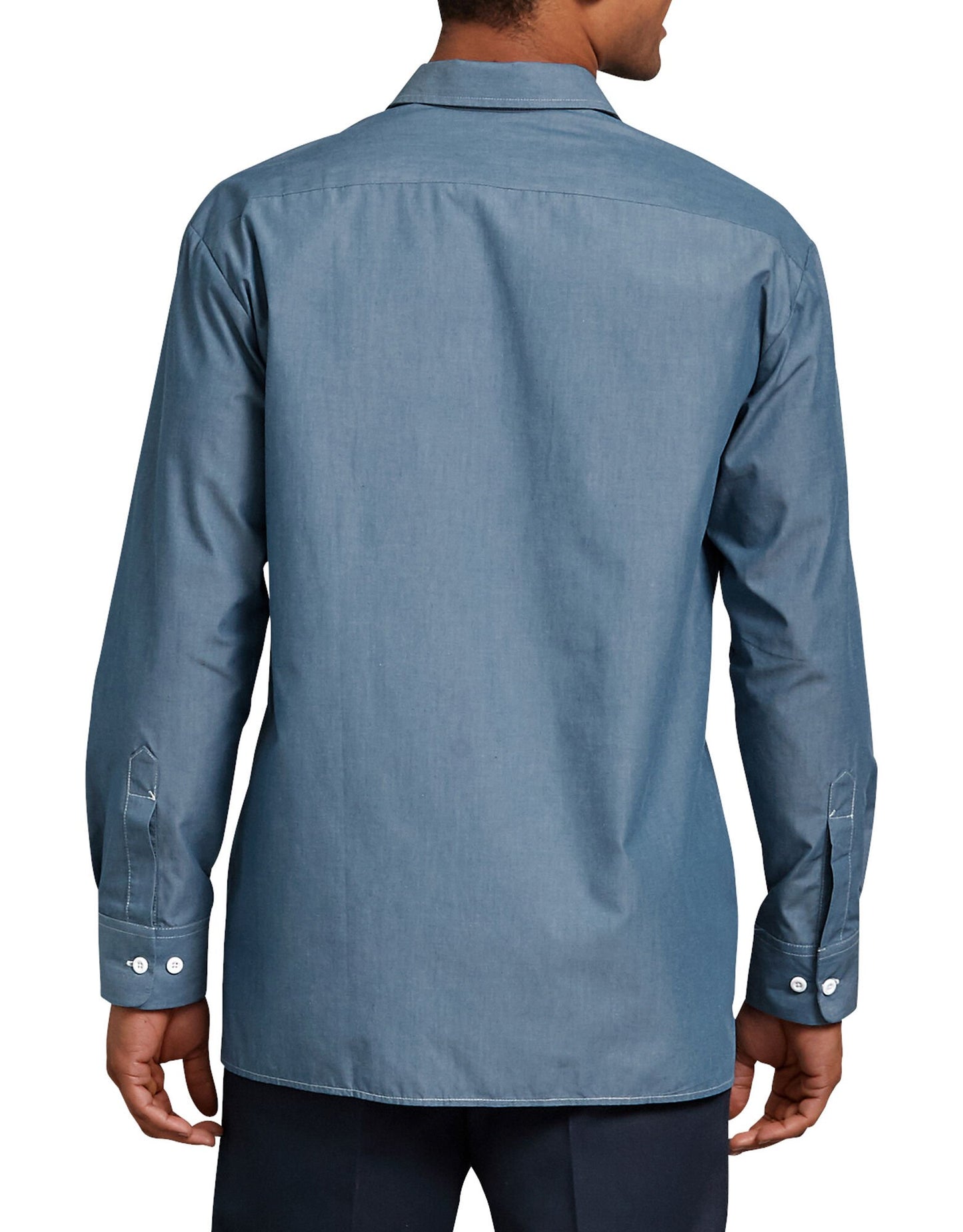 Relaxed Fit Long Sleeve Chambray Shirt, Blue