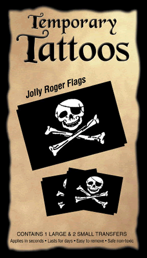 Jolly Roger Flag Temporary Tattoo Set