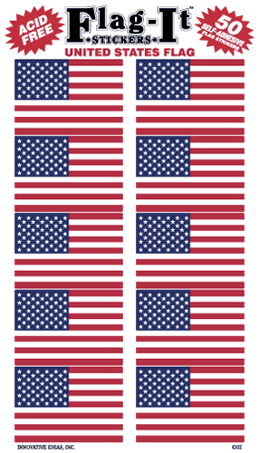 Mini U.S. Flag Sticker Set, 50-piece