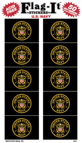 U.S. Navy Logo Flag Sticker Set, 50 piece