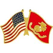 U.S. & U.S. Marines, Crossed Flags Pin