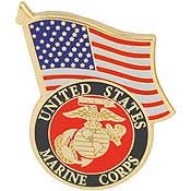 'U.S. Marine Corps' Logo with Flag Pin